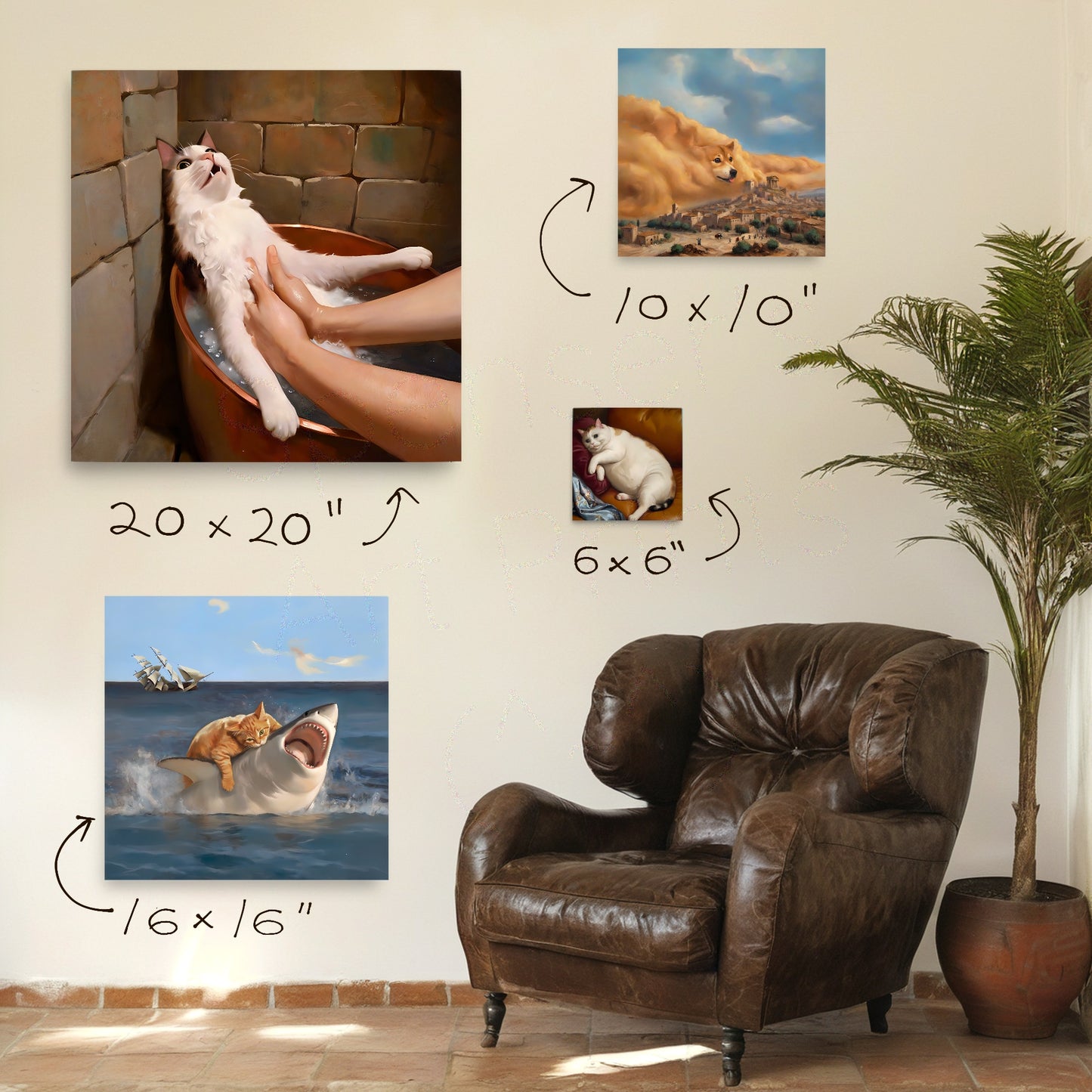 Sad Cat Gets a Bath Meme Art Print