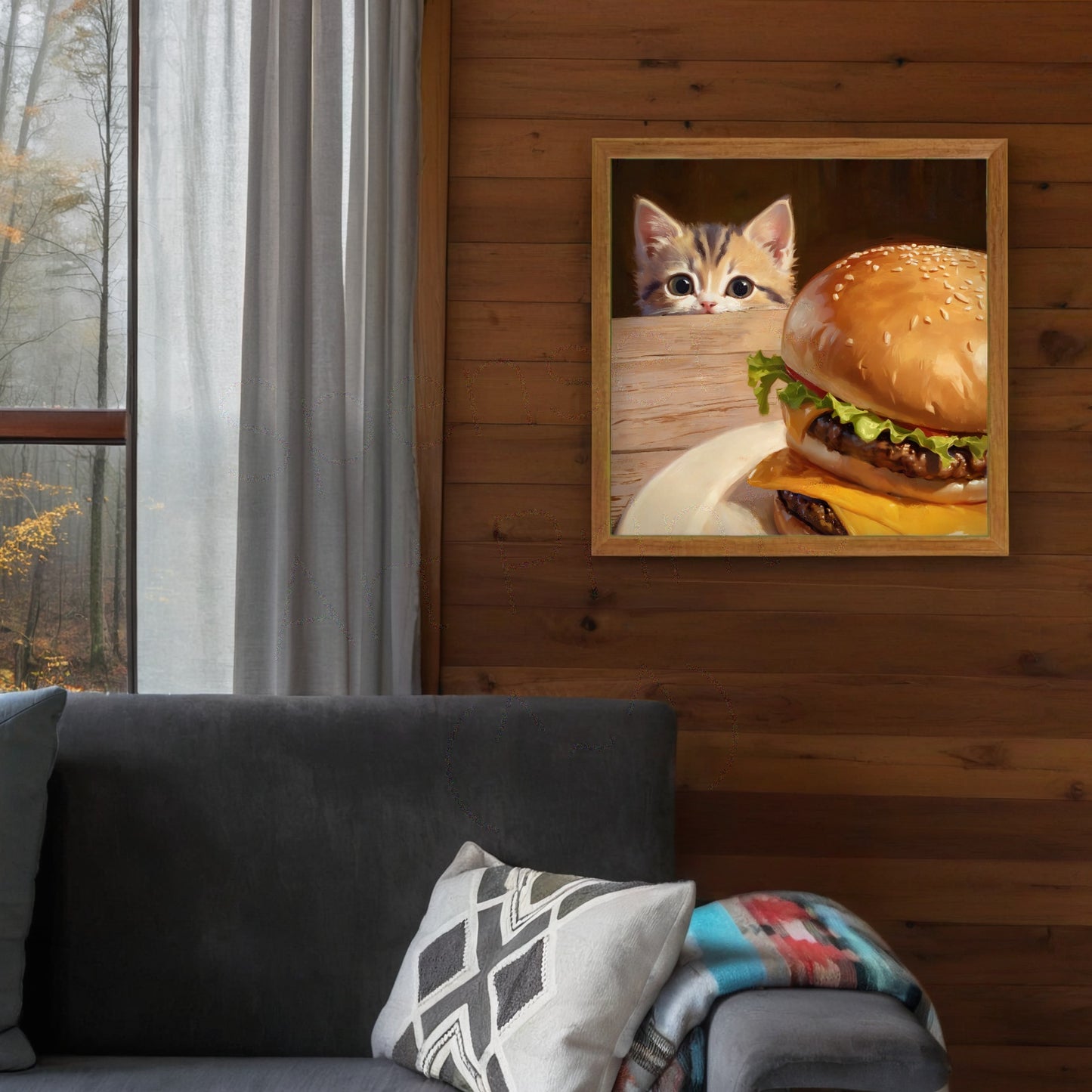 The Kitten and the Cheeseburger Meme Art Print