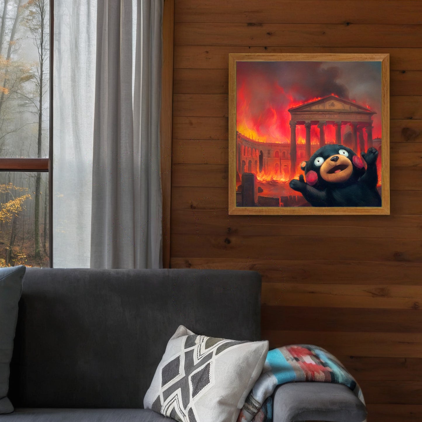 Kumamoto Bear Celebrates Bonfire Meme Art Print