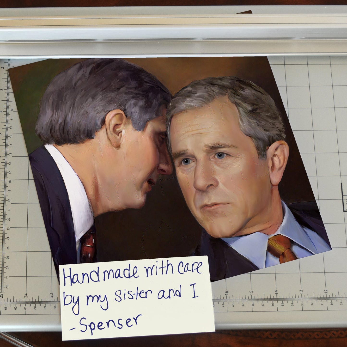 George Bush Gets Some News Meme Art Print