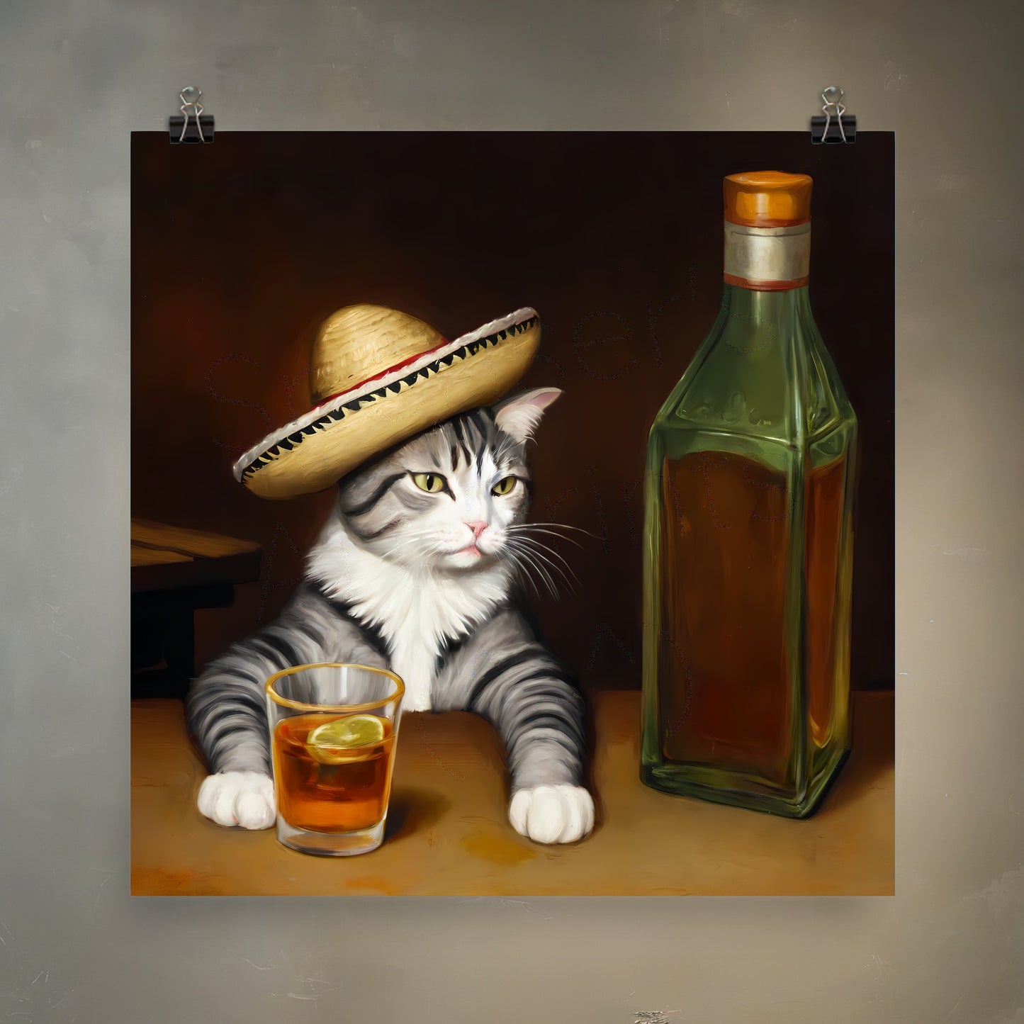 Tequila Cat Meme Art Print