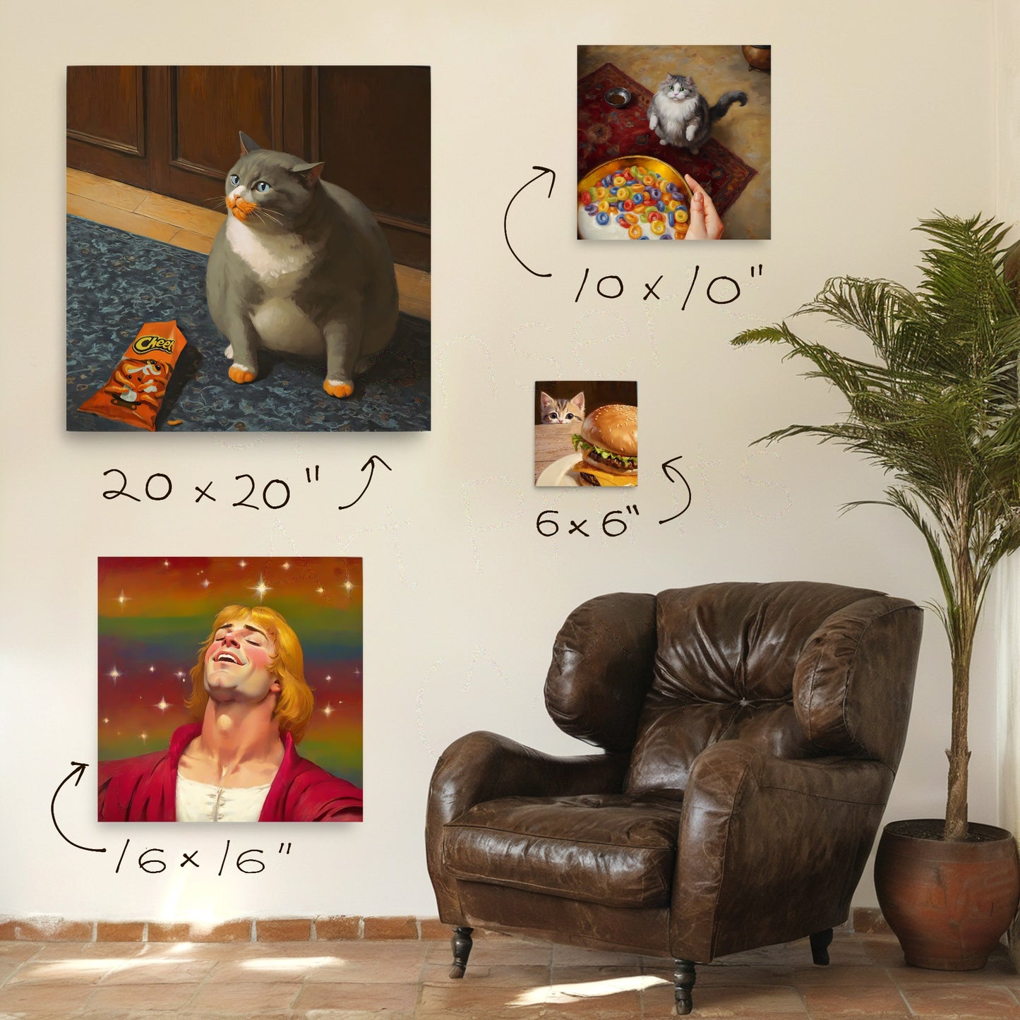 Fat Cat Eats Cheese Puffs Meme Art Print