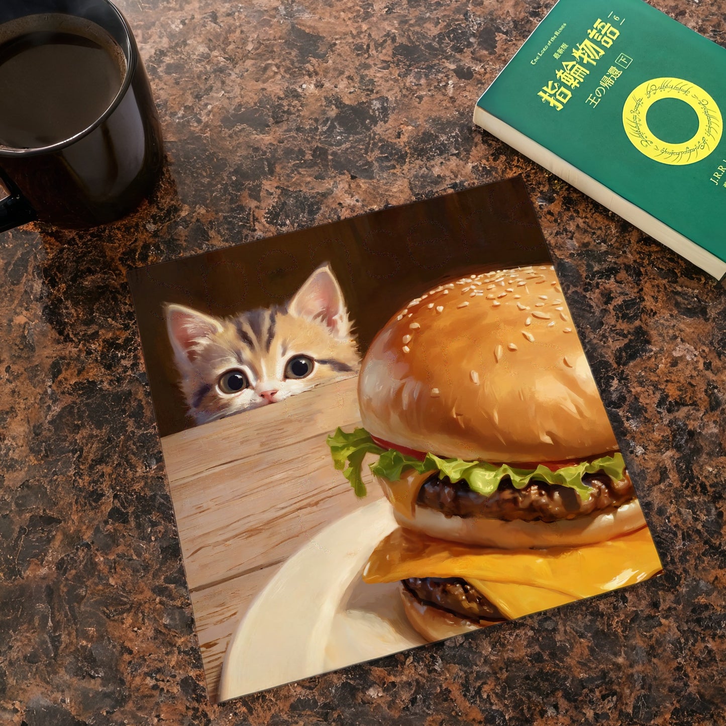 The Kitten and the Cheeseburger Meme Art Print